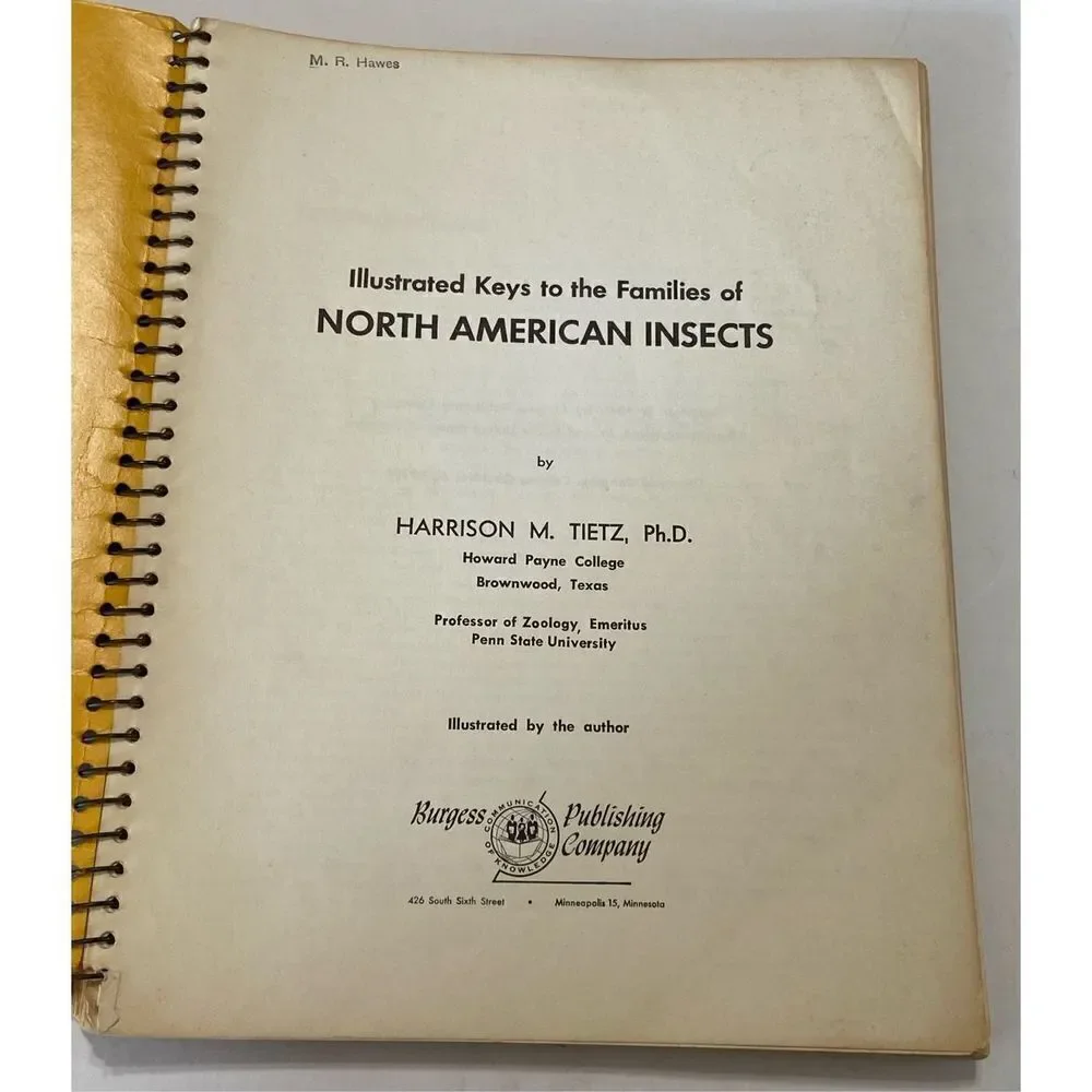Illustrated Keys to the Families of NORTH AMERICAN INSECTS by HARRISON M. TIETZ